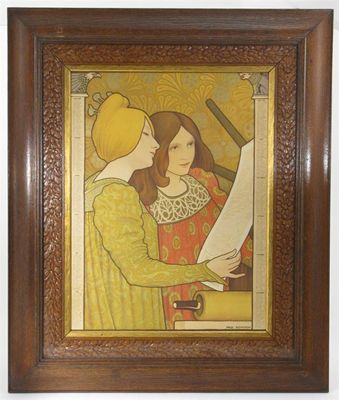 Appraisal: A lithograph in colours by Paul Berthon dated with carved