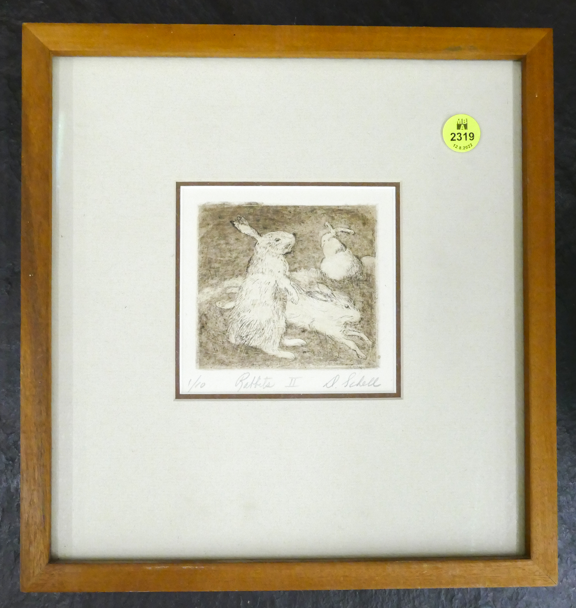 Appraisal: D Schell 'Rabbits No ' S N Etching Framed- x