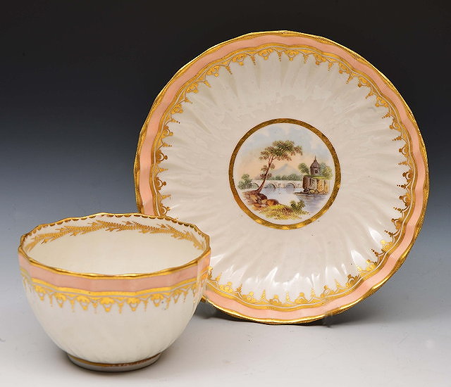 Appraisal: Derby tea bowl and saucercirca pattern decorated in polychrome enamels