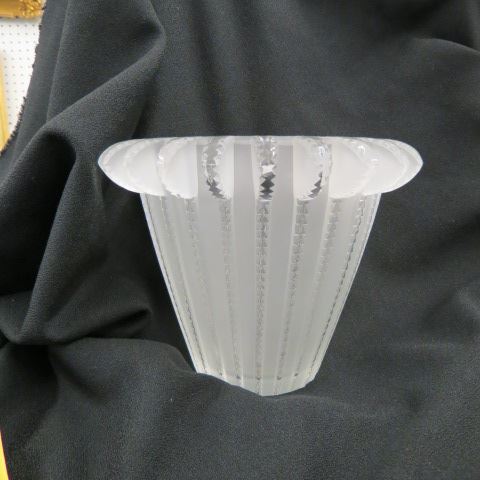 Appraisal: Lalique Crystal Vase deco arrow frosted decor tall diameter excellent