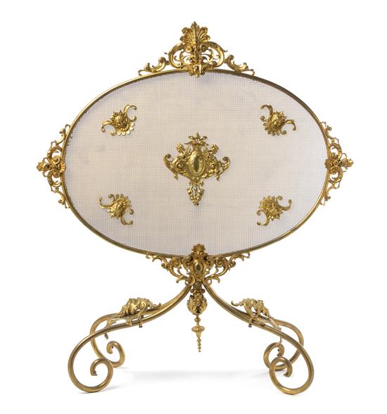 Appraisal: Sale Lot A Continental Gilt Bronze Fire Screen late th