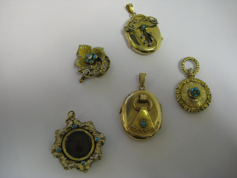 Appraisal: GROUP OF FIVE GOLD VICTORIAN CHARMS A k yellow gold