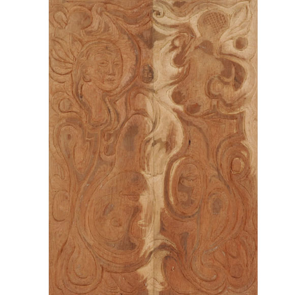 Appraisal: Robert Lohman American - abstract wood carving framed untitled and