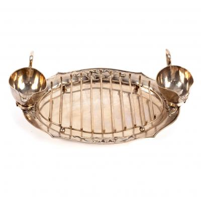 Appraisal: A Chinese export silver asparagus tray with sauce boats Zee