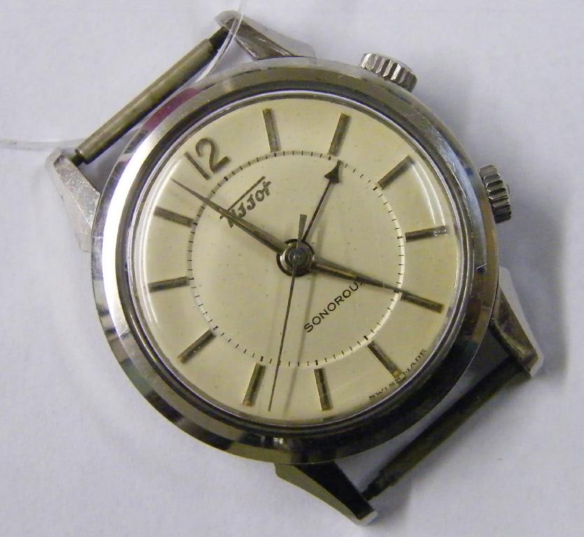 Appraisal: Tissot Sonorous 's alarm stainless steel gentleman's wristwatch the silvered