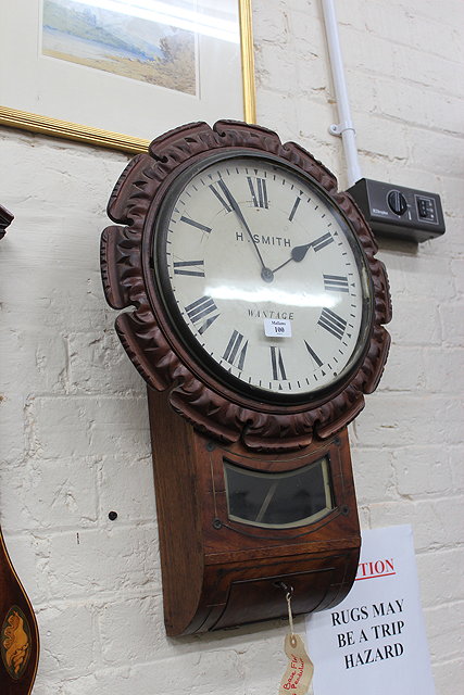 Appraisal: A TH CENTURY MAHOGANY DROP DIAL WALL TIMEPIECE the twelve