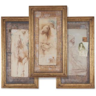 Appraisal: Mersad Berber mixed media triptych Mersad Berber mixed media triptych