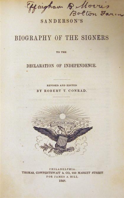 Appraisal: vol Sanderson John Sanderson's Biography of The Signers to The