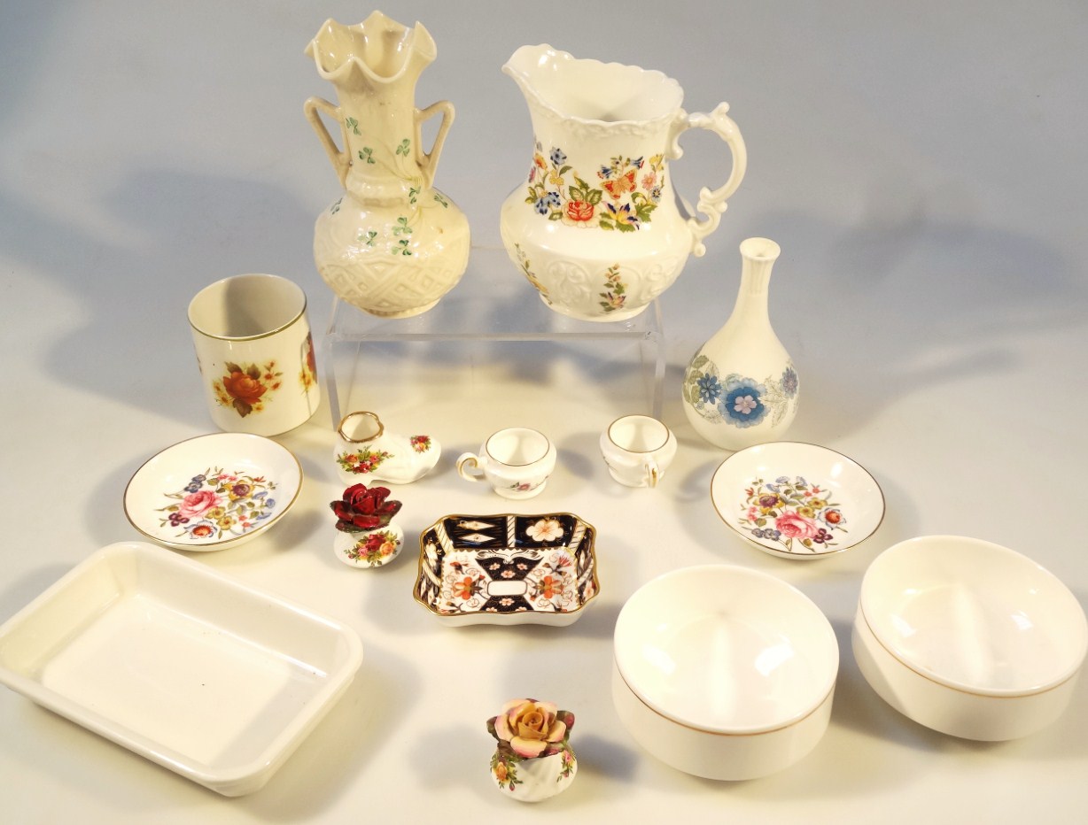 Appraisal: Various ornaments china etc Belleek vase cm high printed marks