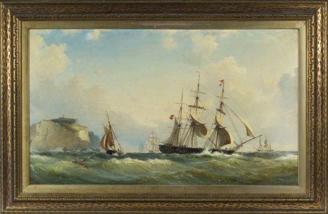 Appraisal: William Melby Untitled Oil of Ships Signed and dated on