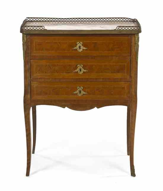 Appraisal: A Louis XVI Style Parquetry and Gilt Metal Mounted Diminutive