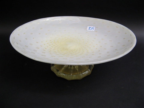 Appraisal: MURANO ART GLASS CENTERPIECE COMPOTE having a bullicante shallow oval