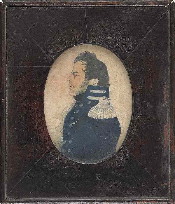 Appraisal: Miniature watercolor portrait on paper of a gentleman in military