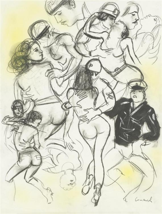 Appraisal: COMENSOLI MARIO Lugano - Zurich Dance scenes Circa Charcoal and