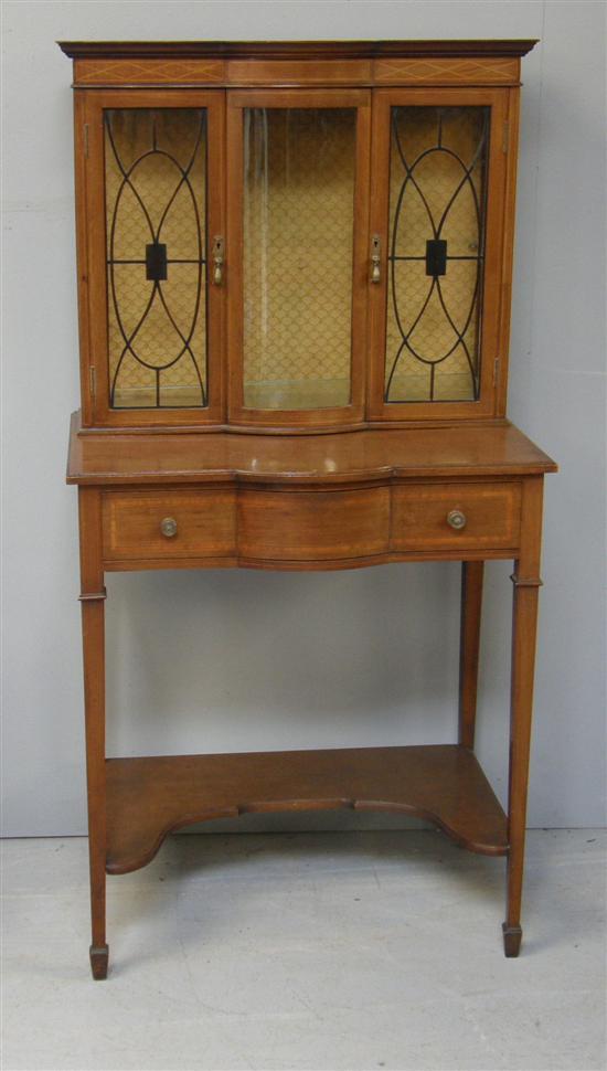 Appraisal: Edwardian cabinet with glazed top above one drawer on square