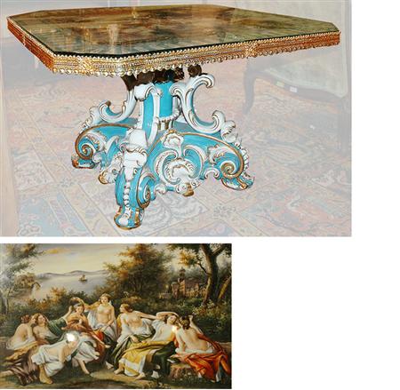 Appraisal: Sevres Style Gilt-Metal Mounted Porcelain Low Center Table Estimate -