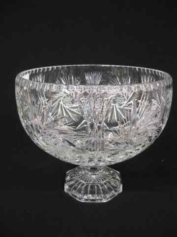 Appraisal: Cut Crystal Punchbowl starburst decor pedestal base '' diameter ''