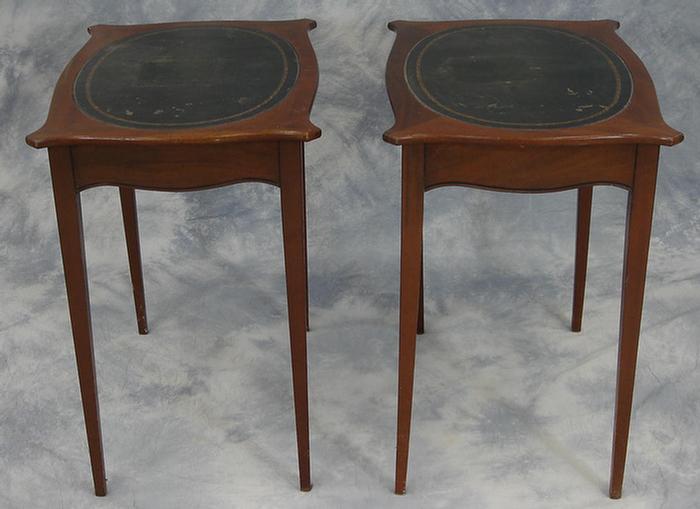 Appraisal: Pair Kittinger mahogany leather top Hepplewhite style end tables some