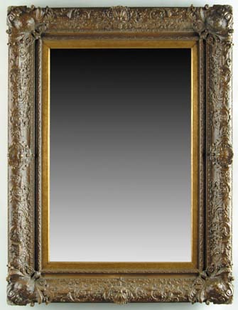 Appraisal: FINE GESSO DECORATED RECTANGULAR MIRROR Great antique frame with modern