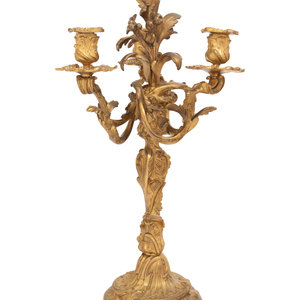 Appraisal: A Louis XV Style Gilt Bronze Three-Light Candelabrum th Century