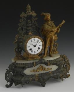 Appraisal: Gilt Spelter and Onyx Figural Mantel Clock th c Gilt