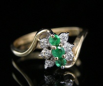 Appraisal: Ladies' Emerald Diamond Ring A k yellow gold ring set