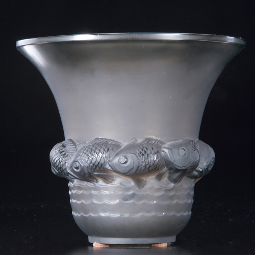 Appraisal: R LALIQUE Vase Piriac topaz c M p No Wheel-cut