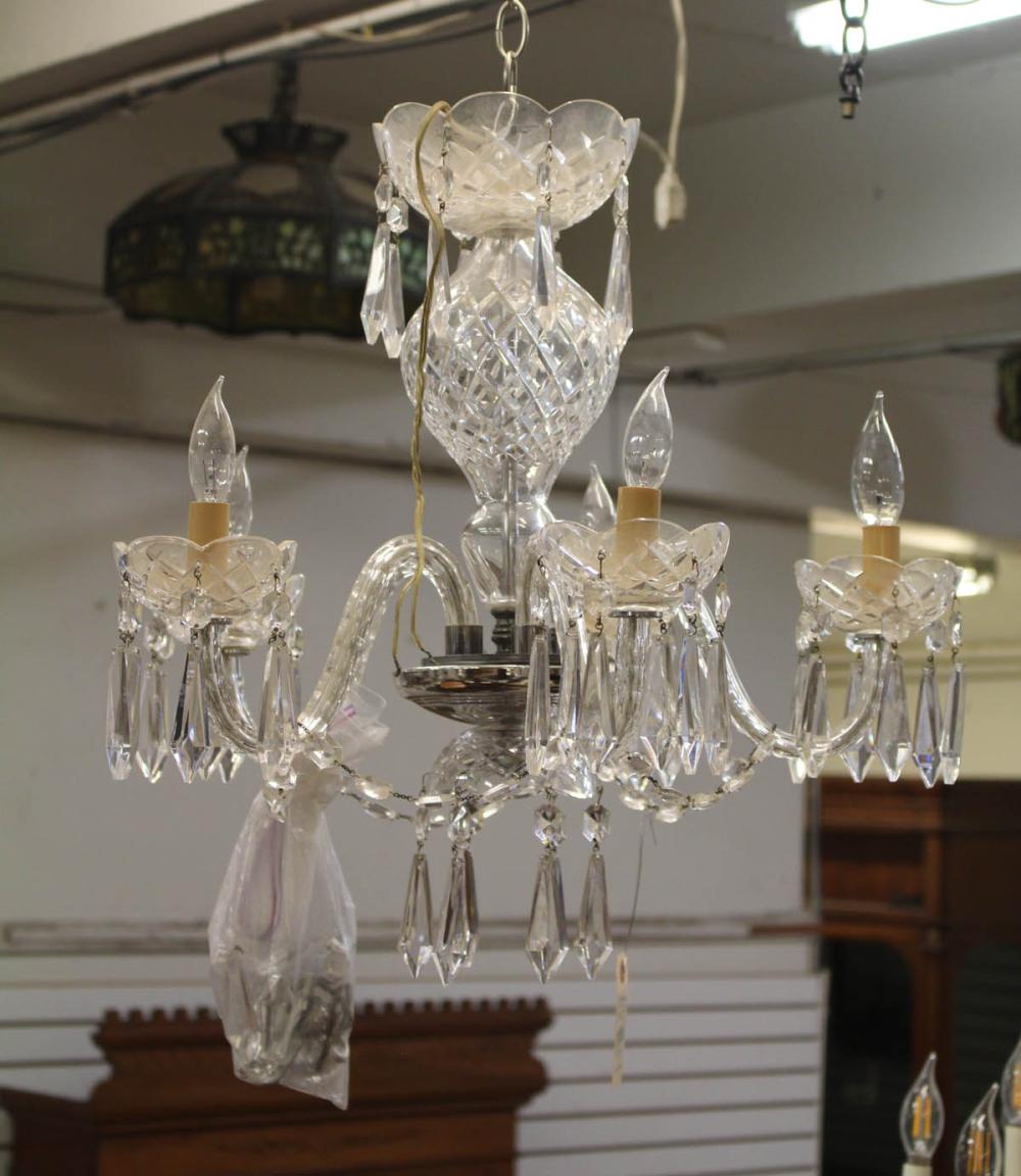 Appraisal: WATERFORD FIVE-LIGHT CRYSTAL CHANDELIER Waterford signed L x D