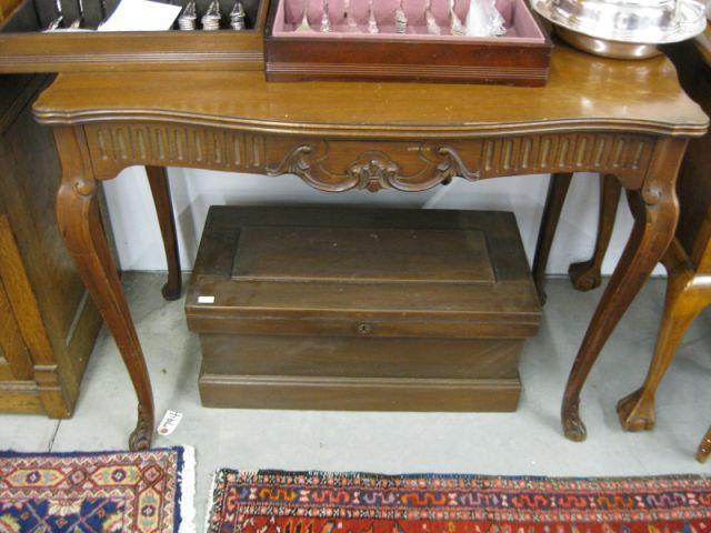 Appraisal: Mahogany Game Table Queen Anne style carved legs tall top