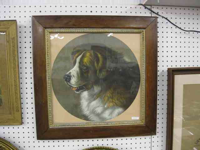 Appraisal: Victorian Chromolithograph of a St Bernard '' diameter in Victorian