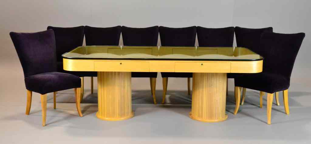 Appraisal: Piece Leo Buffa Dining Table and ChairsCrafted by modern designer