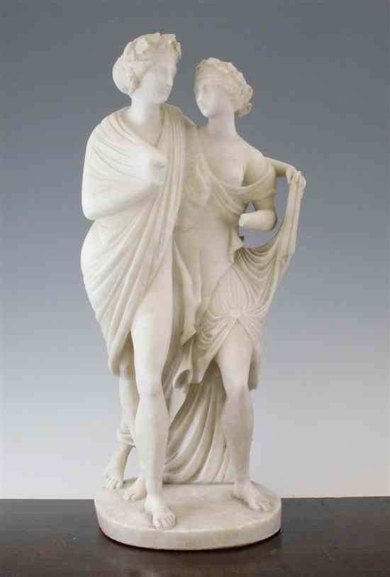 Appraisal: A Victorian carved alabaster classical group of two maidens on