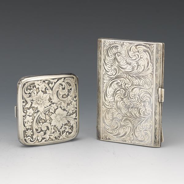 Appraisal: TWO RETRO SILVER CIGARETTE CASES ITALIAN AND BY WEBSTER CO