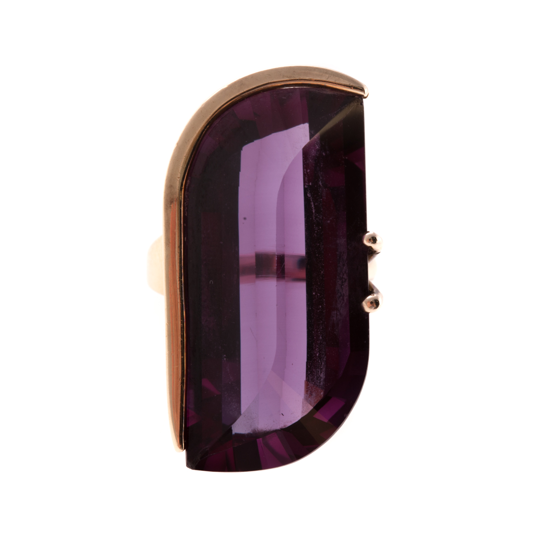 Appraisal: A Lady's Large Amethyst Ring in K Gold K yellow