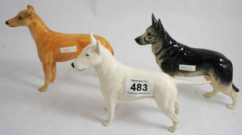 Appraisal: Beswick Greyhound tail missing Alsation chip to ear and Bull