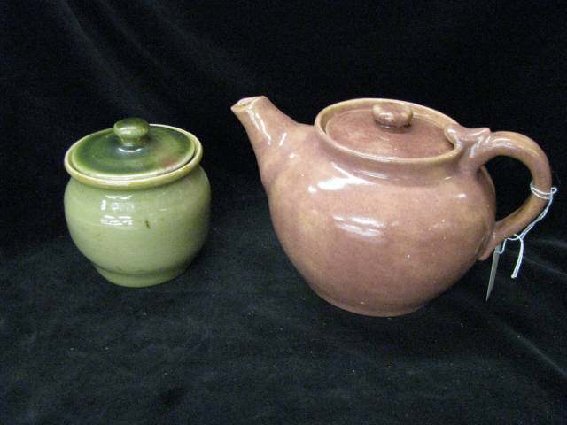 Appraisal: Pcs Pisgah Forest North Carolina Pottery salmon teapot dated and