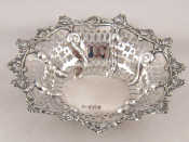 Appraisal: A late Victorian silver pierced and embossed bonbon dish with