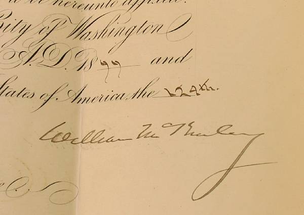 Appraisal: MCKINLEY WILLIAM Document Signed William McKinley p folio Washington August