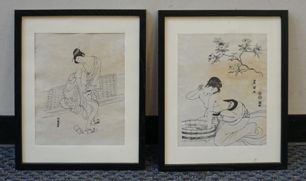 Appraisal: Two Japanese Woodblock Prints on Rice Paper Each Frame x