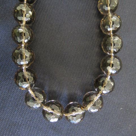 Appraisal: Smokey Quartz Necklace faceted beads mm sterling silver clasp up