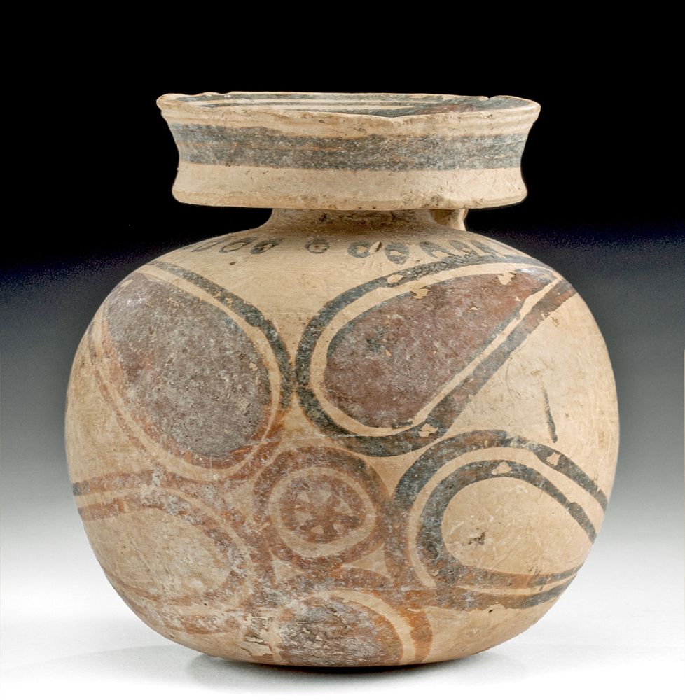 Appraisal: Greek Corinthian Pottery Aryballos w Flower Greek Corinthian ca th