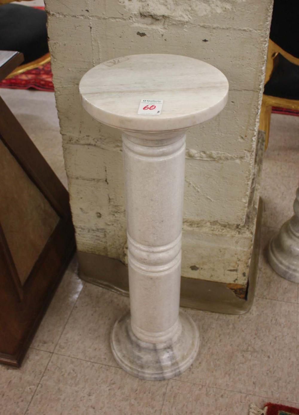 Appraisal: FIVE WHITE CARRARA MARBLE PEDESTALS to inch heights