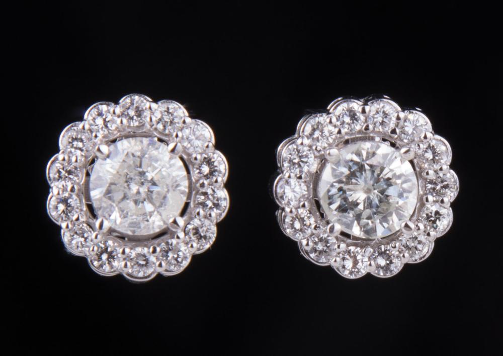 Appraisal: Pair of kt White Gold and Diamond Earrings each prong