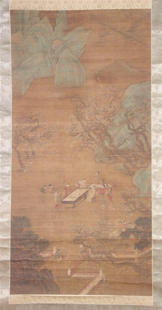 Appraisal: CHINESE SCHOOL th century Banquet in a landscape Watercolor on