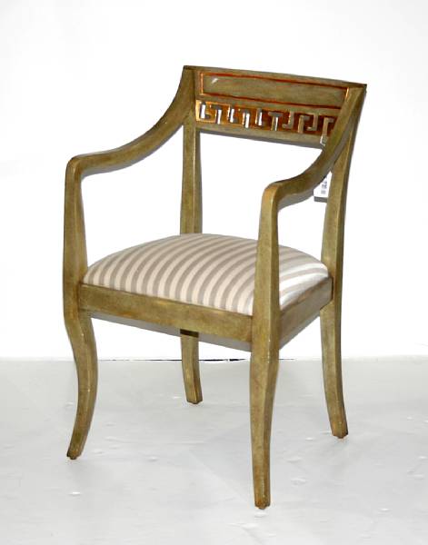 Appraisal: An Italian Neoclassical style painted armchair height in width in