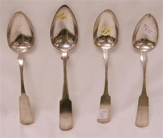 Appraisal: SILVER Four coin silver serving spoons including T Richards total