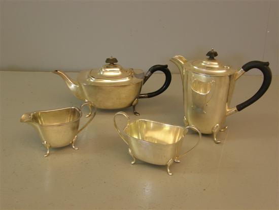 Appraisal: Silver plated four piece tea service coffee pot tea pot