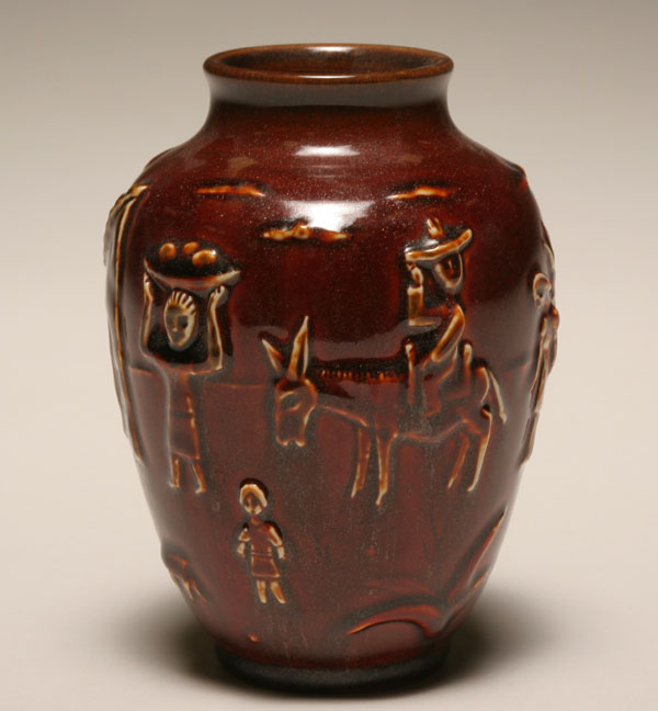 Appraisal: Rookwood Mexican scene art pottery vase with wine madder glaze