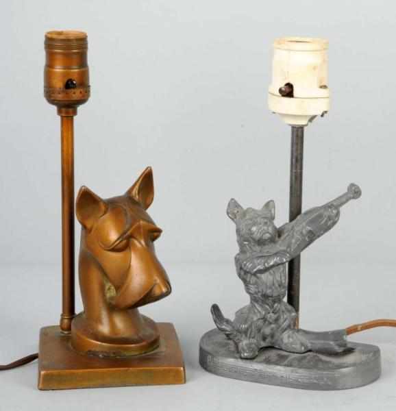 Appraisal: Lot of Scottie Lamps Description Spelter Scottie lamp with deco