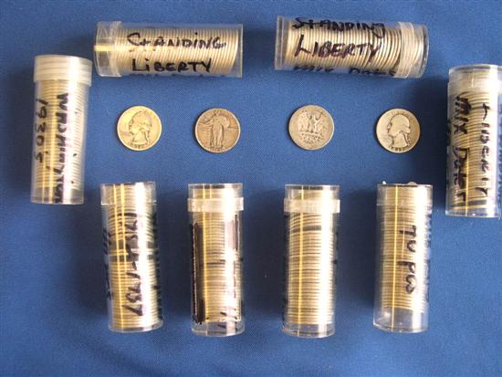 Appraisal: Rolls of mixed date Standing Liberty c and early dated